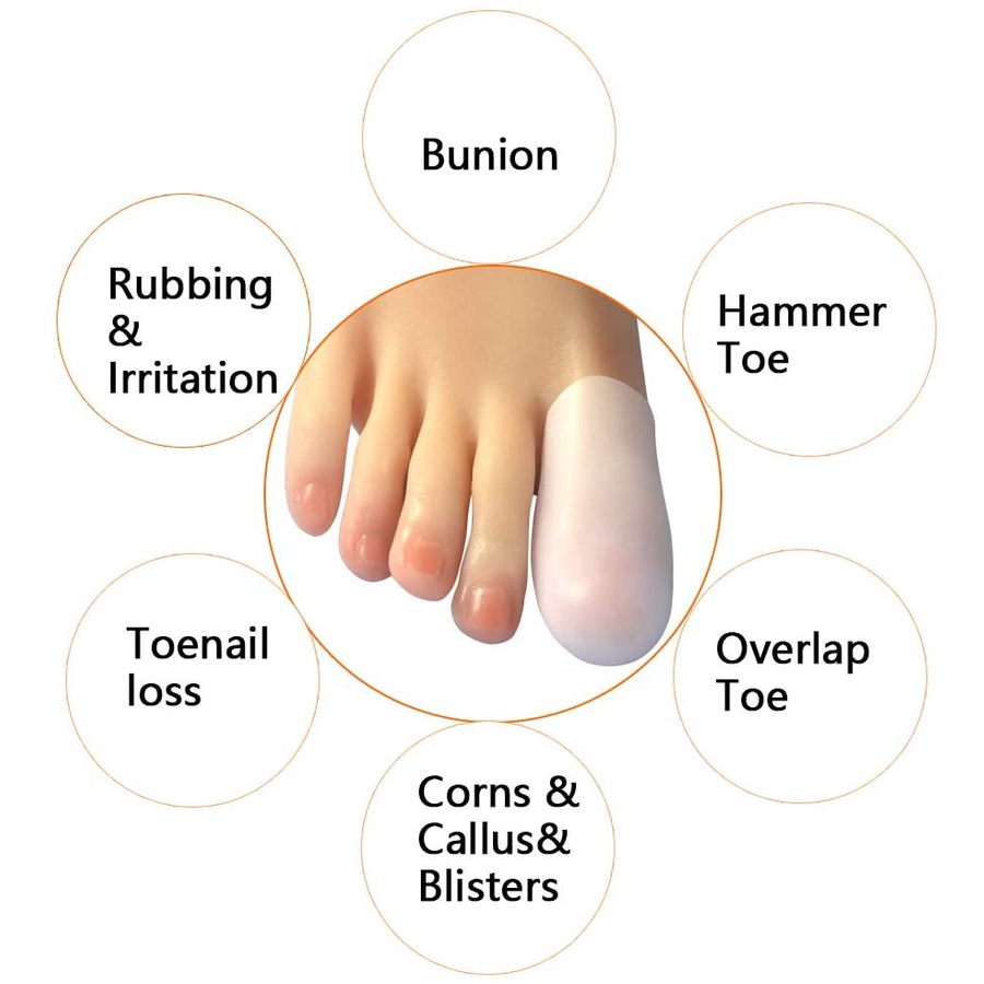 Cặp đầu bọc bảo vệ ngón chân ống silicone giảm đau khi mang giày SA21HUMI