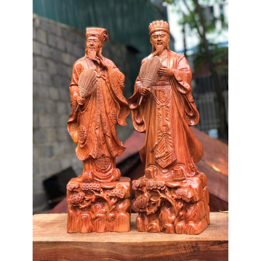 Tượng Khổng Minh Gia Cát Lượng Gỗ Hương Đá Cao 30-40-50 CM