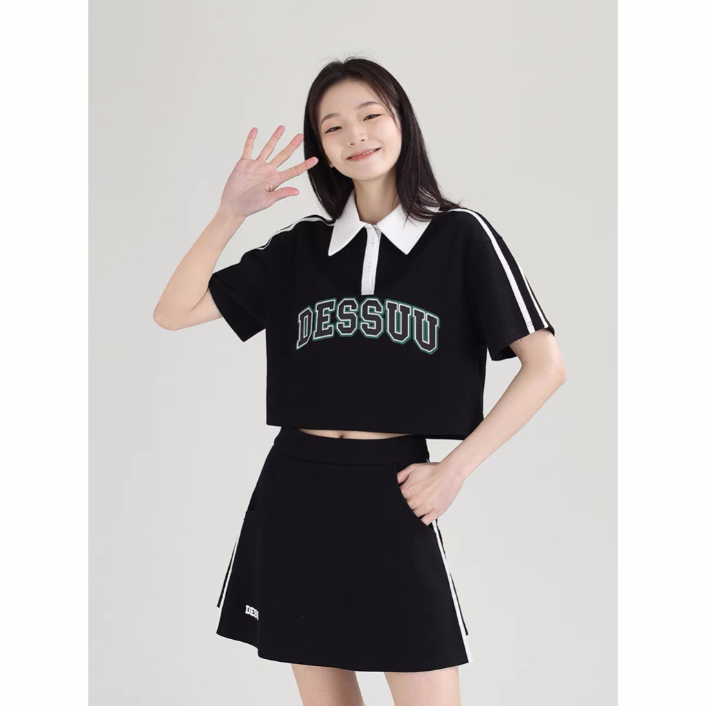 𝗺𝗶𝗲 𝘀𝘁𝘂𝗱𝗶𝗼 - Set bộ áo polo x chân váy ngắn dáng thể thao in chữ xịn