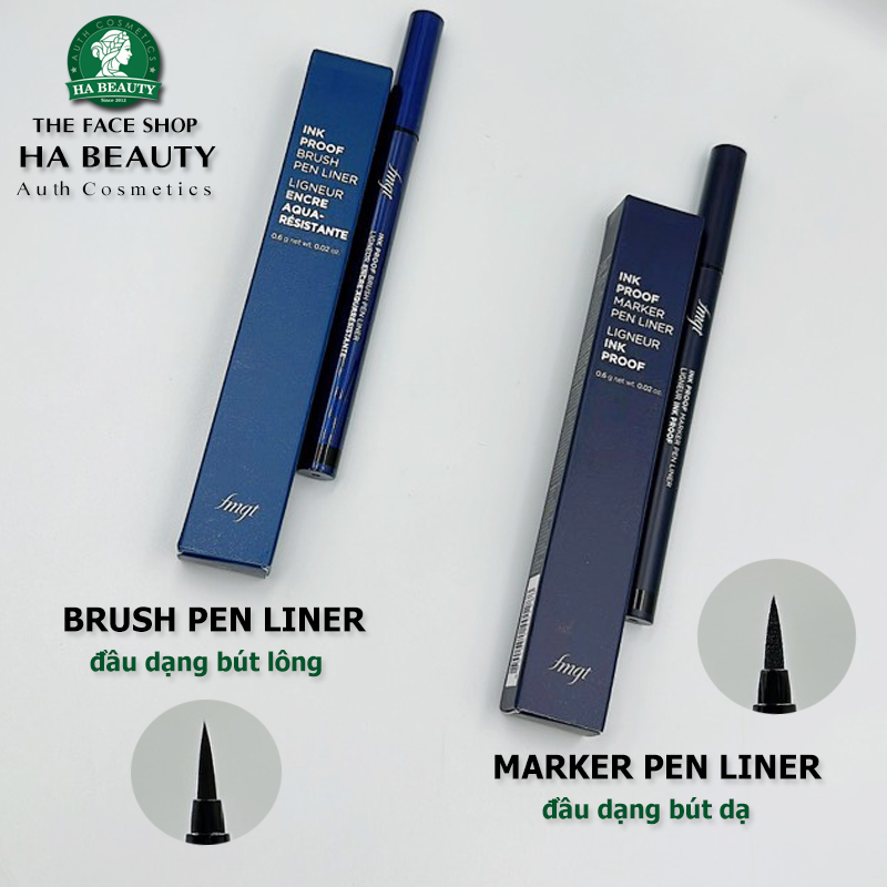 Bút kẻ viền mắt Lâu trôi chống nước chống lem The Face Shop fmgt Ink Proof Brush Pen Liner 0.6g