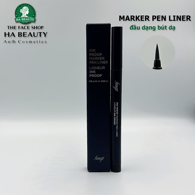 Bút kẻ viền mắt Lâu trôi chống nước chống lem The Face Shop fmgt Ink Proof Brush Pen Liner 0.6g