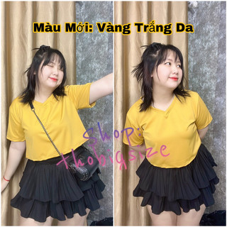 [ BIGSIZE ] Áo Thun Croptop Cổ Tim 65-90kg