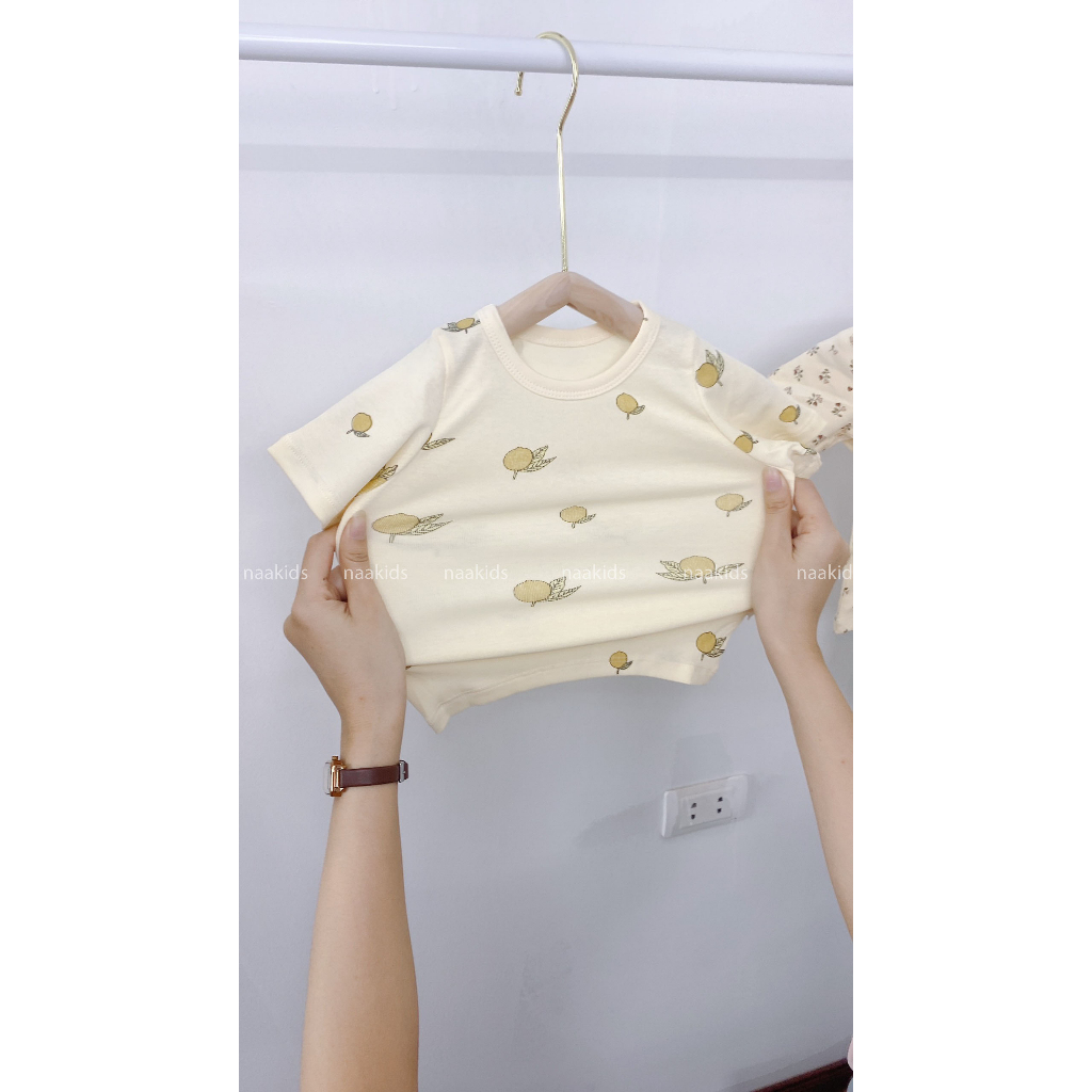 Bộ cộc tay thun cotton mùa hè bé trai và bé gái hàng QCCC mềm rũ mát rượi