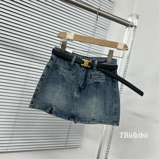 Chân váy jeans kèm đai celinee