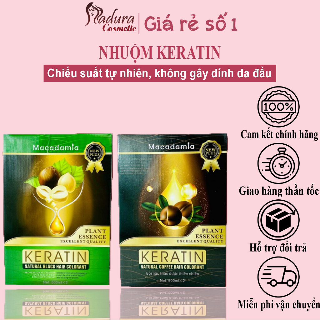 Nhuộm đen KERATIN tự nhiên từ tinh chất từ trái Macadamia chuyên gia phủ tóc bạc SALON CT38