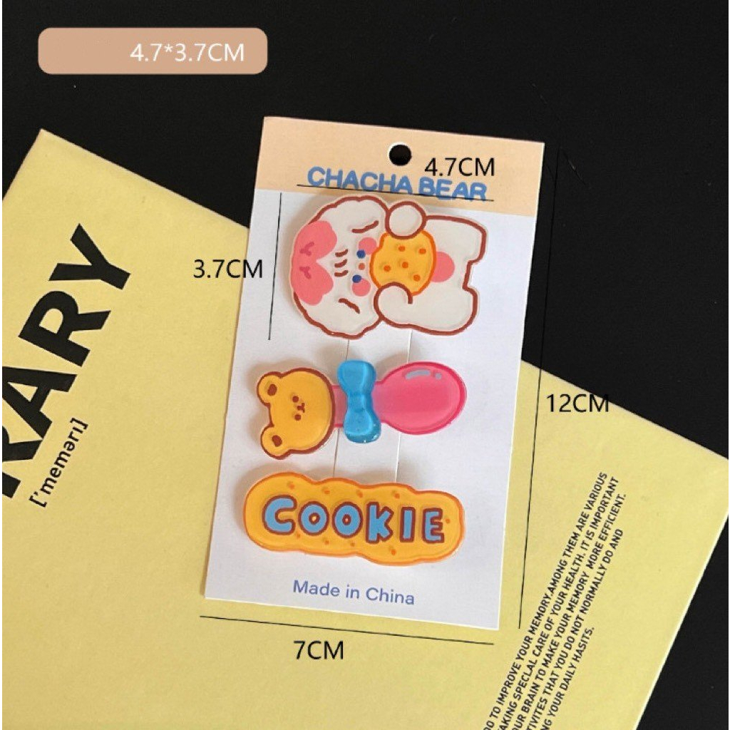 Set 3 cặp tóc kẹp mái nữ hình gấu thỏ phong cách Hàn Quốc cute thanh lịch đi chơi chụp ảnh đáng yêu cho nữ, bạn gái