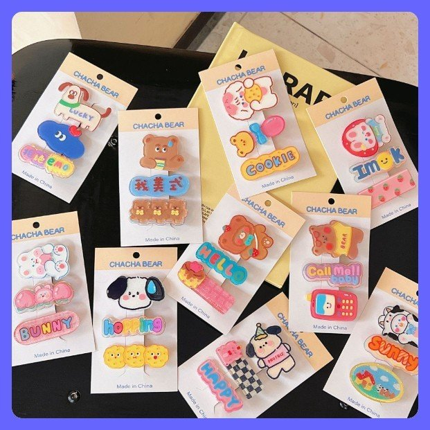 Set 3 cặp tóc kẹp mái nữ hình gấu thỏ phong cách Hàn Quốc cute thanh lịch đi chơi chụp ảnh đáng yêu cho nữ, bạn gái