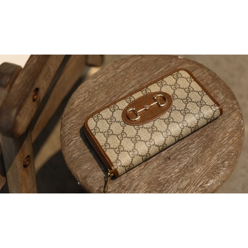Ví nữ dài G.C horsebit khóa kéo da thật sz19cm fullbox
