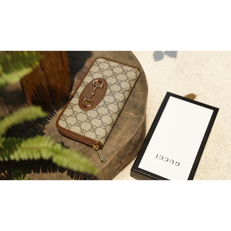 Ví nữ dài G.C horsebit khóa kéo da thật sz19cm fullbox