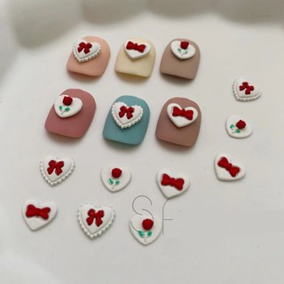 Charm tim trắng trang trí móng charm tim cao cấp