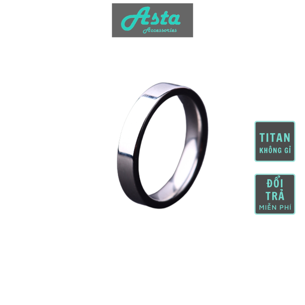 Nhẫn trơn titan nam nữ basic Plain Asta Accessories màu bạc phong cách Hàn Quốc  -  Plain Ring Nhỏ