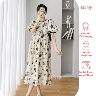 Váy bầu công sở dáng dài đẹp- đầm bầu dự tiệc mùa hè