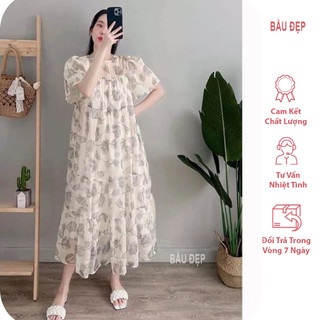 Váy bầu dự tiệc dáng suông đẹp- đầm bầu mùa hè freesize
