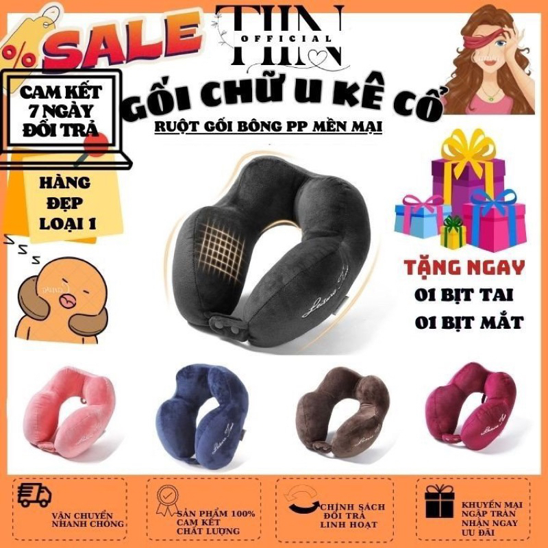 Gối chữ u kê cổ LEISURE TINE dùng khi ngủ trên xe ô tô hoặc văn phòng chất liệu bông PP mền mại êm ái thoải mai MS01