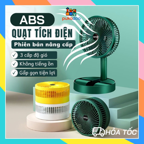 Quạt Tích Điện Để Bàn Gấp Gọn Super, 3 Tốc Độ Gió, Quạt Tích Điện Mini Cao Cấp Cổng Sạc USB Xoay 180 Độ Siêu Tiện Lợi.