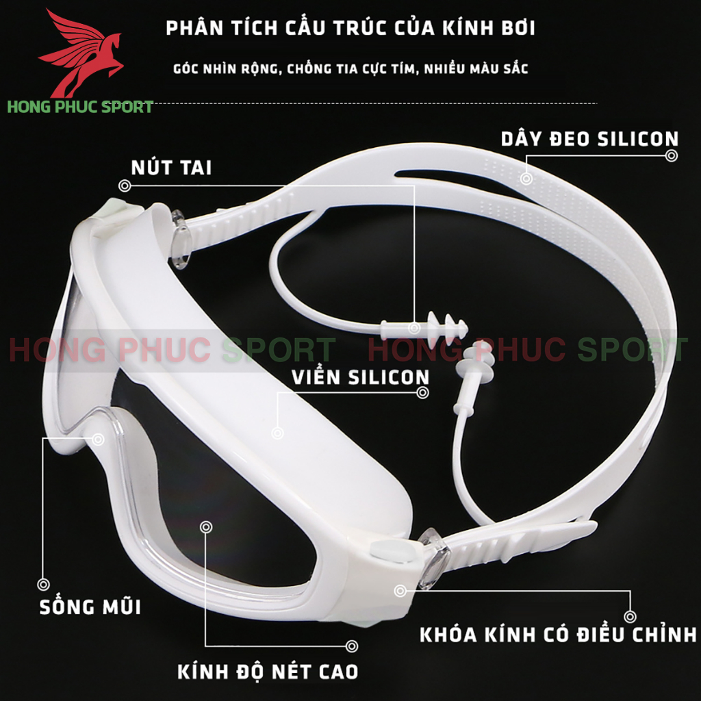 Kính bơi người lớn HAIZID chống nước và chống sương mù độ nét cao khung lớn kèm nút bịt tai hàng cao cấp loại 1