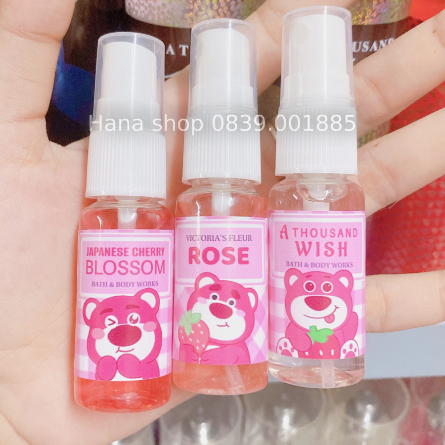 Body mist GẤU DÂU hương hoa nhẹ nhàng chai 20ml