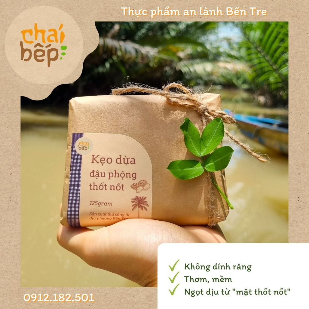 Kẹo Dừa Đậu phộng Thốt nốt (1 gói 20 viên) - Chái bếp Bến Tre