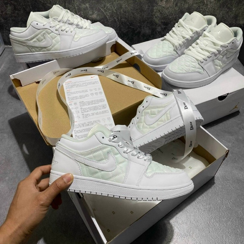 GIÀY LOW DIO QUILTED WHITE  BEST QUALITY , FULL TRẮNG J'D SC