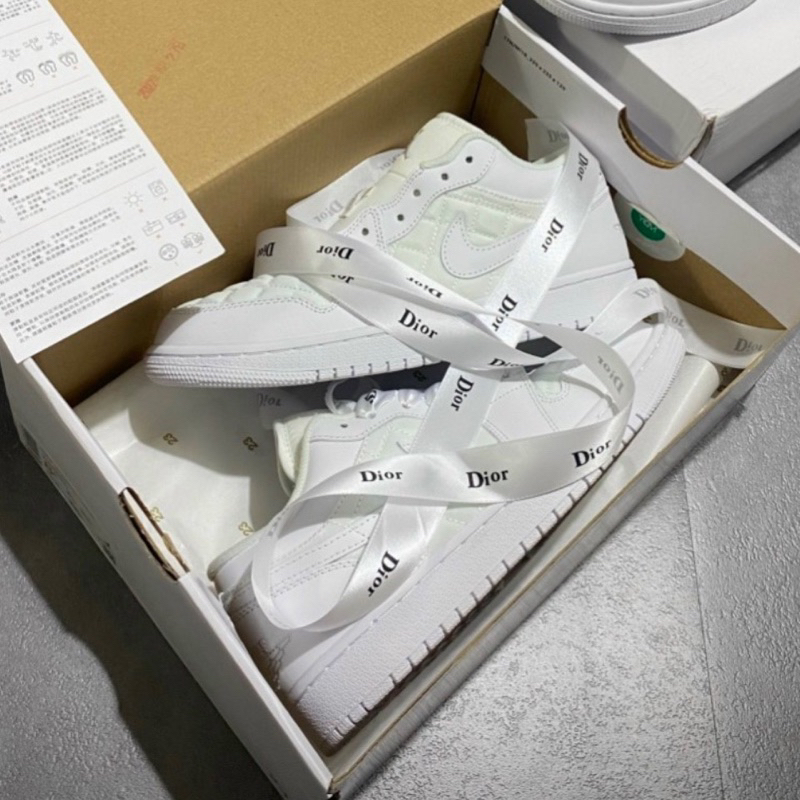 GIÀY LOW DIO QUILTED WHITE  BEST QUALITY , FULL TRẮNG J'D SC