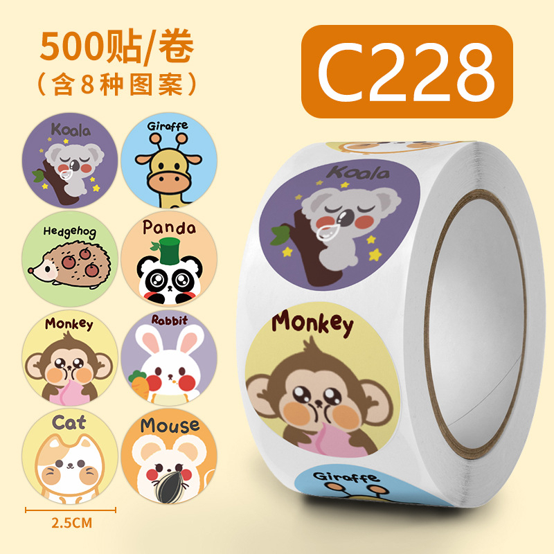 500 sticker tiếng anh khen thưởng học sinh dạng cuộn 50 mẫu