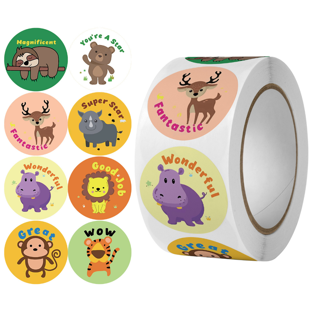 500 sticker tiếng anh khen thưởng học sinh dạng cuộn 50 mẫu