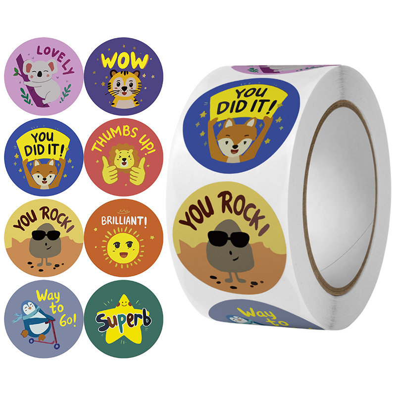 500 sticker tiếng anh khen thưởng học sinh dạng cuộn 50 mẫu