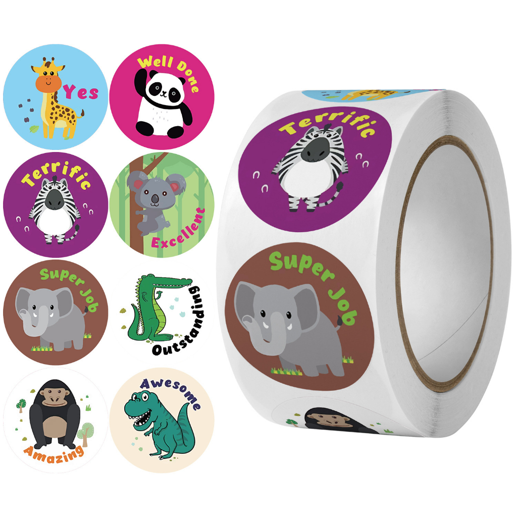 500 sticker tiếng anh khen thưởng học sinh dạng cuộn 50 mẫu