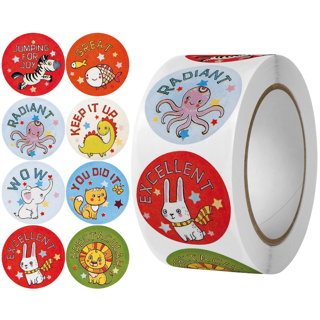500 sticker tiếng anh khen thưởng học sinh dạng cuộn 50 mẫu