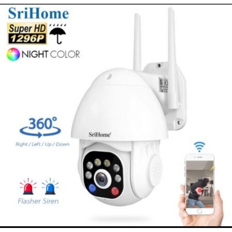 CAMERA WIFI SRIHOME SH039B 3MP FULL HD, H.264, XOAY 360