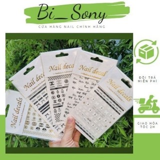 Sticker thương hiệu chanel, miếng dán móng tay 3d