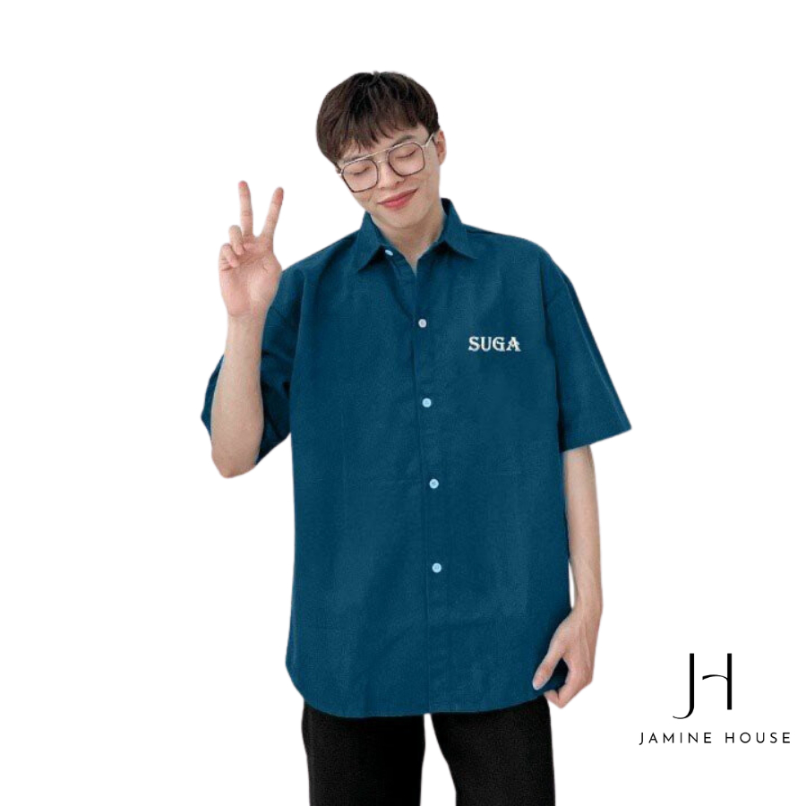 Áo Sơ Mi Tay Lỡ JAMINE HOUSE Form Rộng In Hình SUGA Ulzzang Unisex
