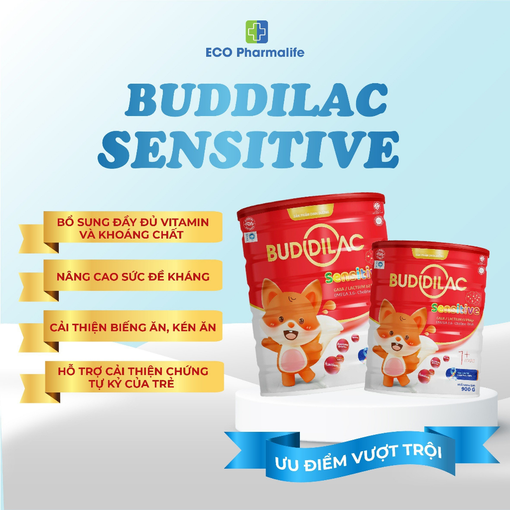 Sữa Bột Buddilac Sensitive Cho Bé Chậm, Rối Loạn Phát Triển, Trẻ Tự Kỷ - Lon 900gr