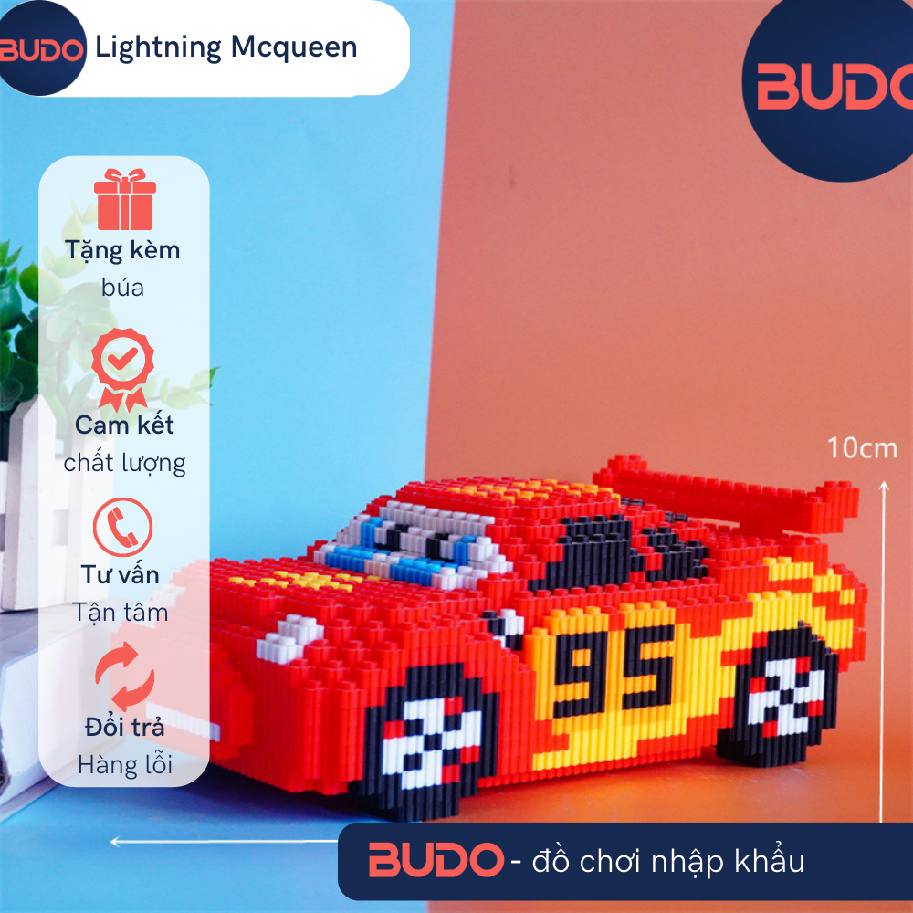Xếp hình le go disney cars lightning mcqueen xe hơi size to 26cm đồ chơi xếp hình nano 3d cho bé chuẩn mẫu