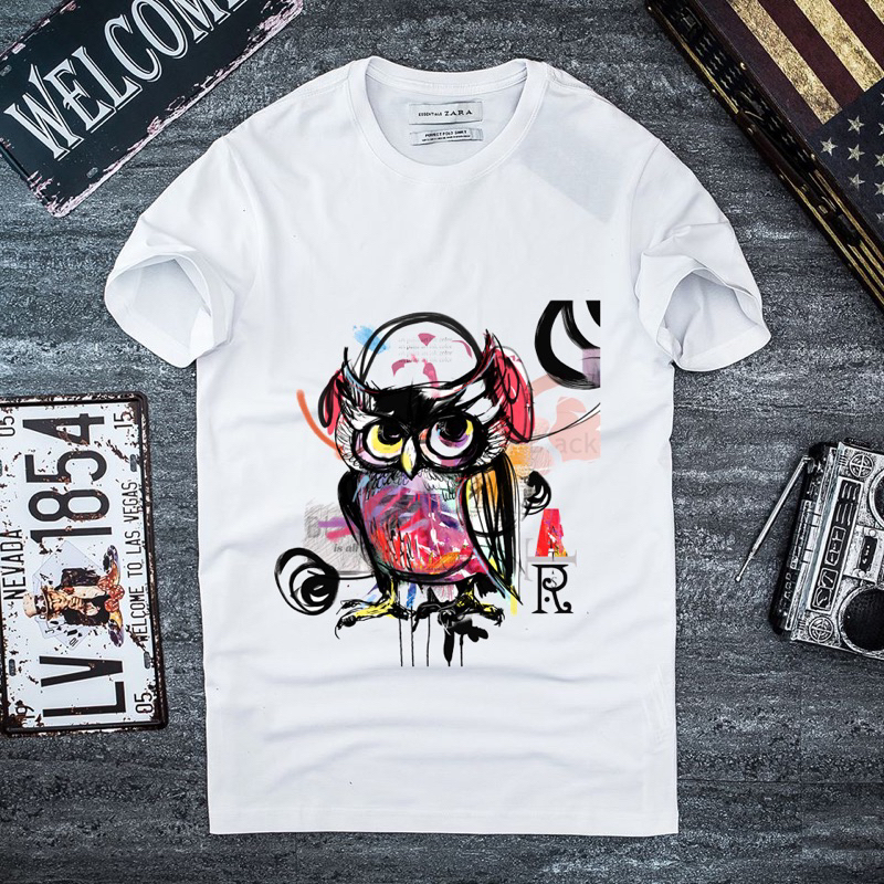 Áo thun local brand unisex cổ tròn tay lỡ, áo thun hình CHIM CÚ MÈO form rộng, áo phông tay lỡ