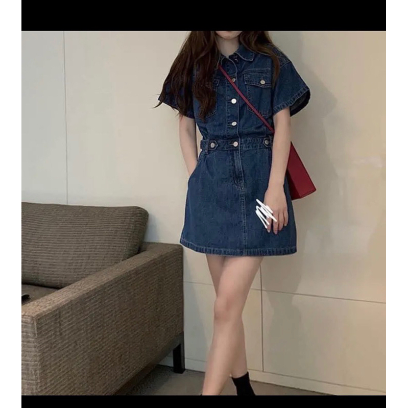 Pass đầm jean hot trend đẹp vải dày dặn new size S