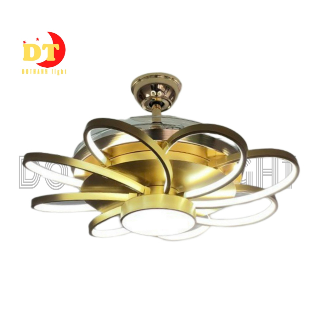 Quạt trần đèn dấu cánh tích hợp đèn led trang trí sang trọng hiện đại phù hợp phong ngủ.bàn ăn QTD