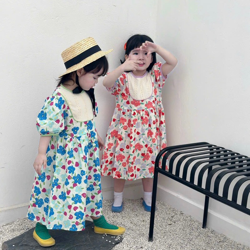 Váy Bé Gái CELINA V19 Đầm Trẻ Em Chất Liệu Thô Cotton Cao Cấp Thiết Kế Kiểu Dáng Vintage Xinh Xắn