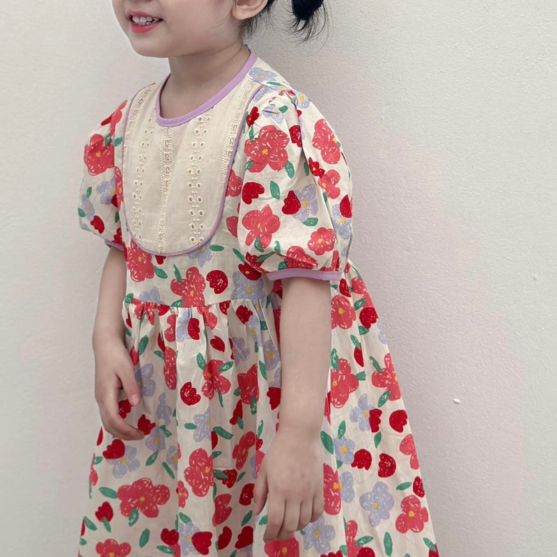 Váy Bé Gái CELINA V19 Đầm Trẻ Em Chất Liệu Thô Cotton Cao Cấp Thiết Kế Kiểu Dáng Vintage Xinh Xắn