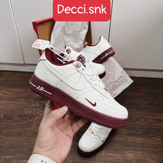 Giày thể thao sneaker Nik.e Air Force1 40th Anniversary White Red-Full box