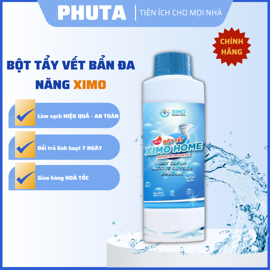 Bột tẩy vết bẩn đa năng OxiClean Ximo Home, thuốc tẩy vết bẩn, nấm mốc, ố vàng, khử khuẩn an toàn - Phuta tiện ích cho m
