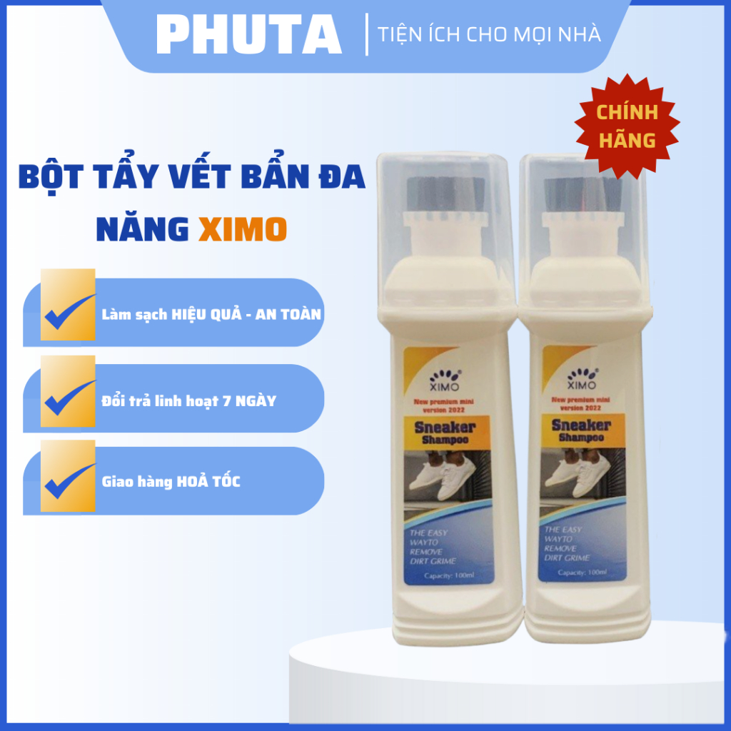 Chai vệ sinh giày Ximo Sneaker Shampoo, bình xịt bọt tuyết giặt khô giày, tẩy trắng vệ sinh giày dép - Phuta tiện ích ch