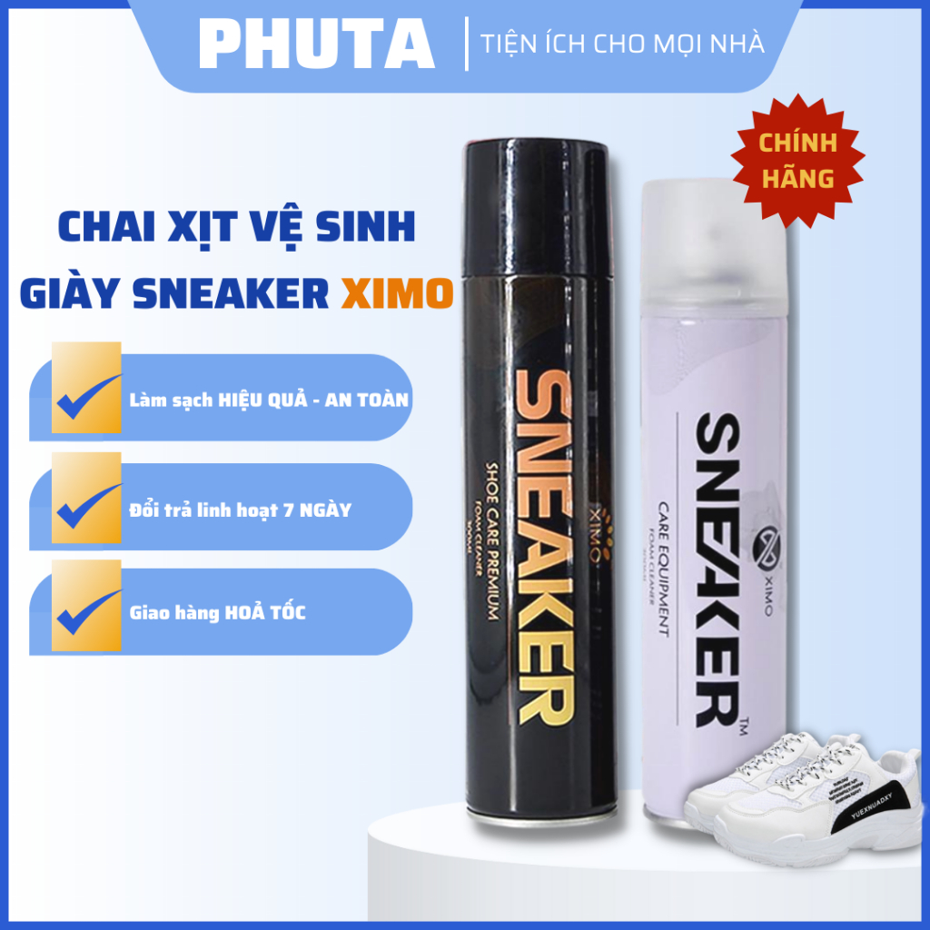 Chai xịt tạo bọt vệ sinh giày Sneaker XIMO, bình xịt giặt khô giày đa năng - Phuta Tiện ích cho mọi nhà