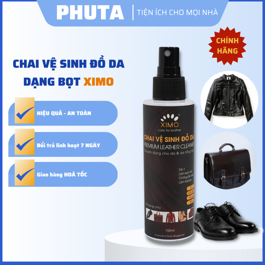 Chai vệ sinh giày đồ da, túi ví, áo, ghế da giúp làm sạch, dưỡng ẩm chống mốc XIMO XI03
