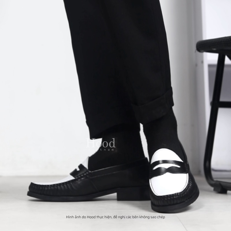 Giày PENNYLOAFER white black - Da bò NAPPA cao cấp - Đế phíp gỗ cao cấp