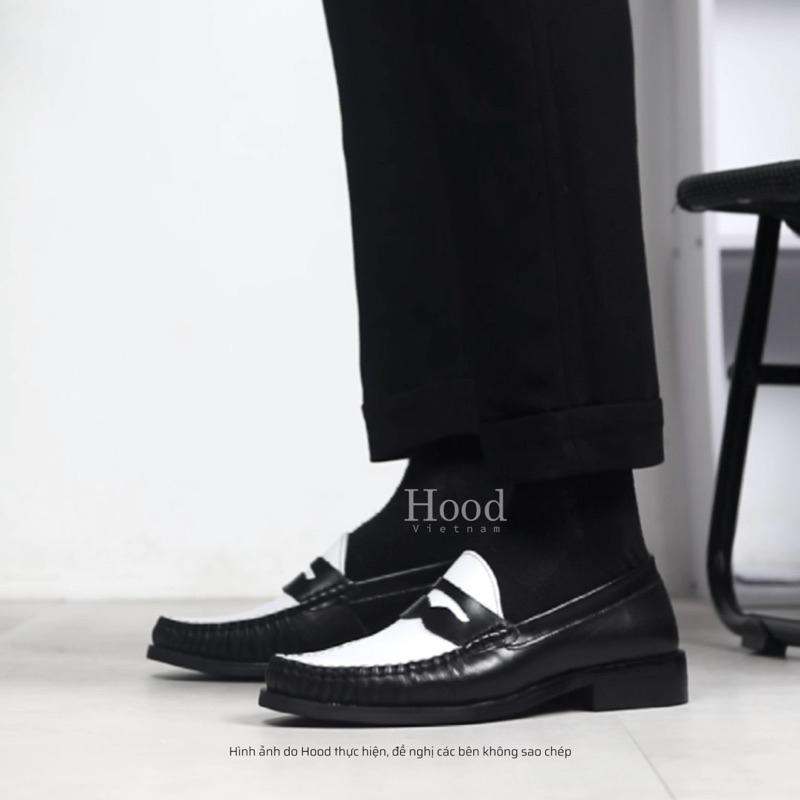 Giày PENNYLOAFER white black - Da bò NAPPA cao cấp - Đế phíp gỗ cao cấp