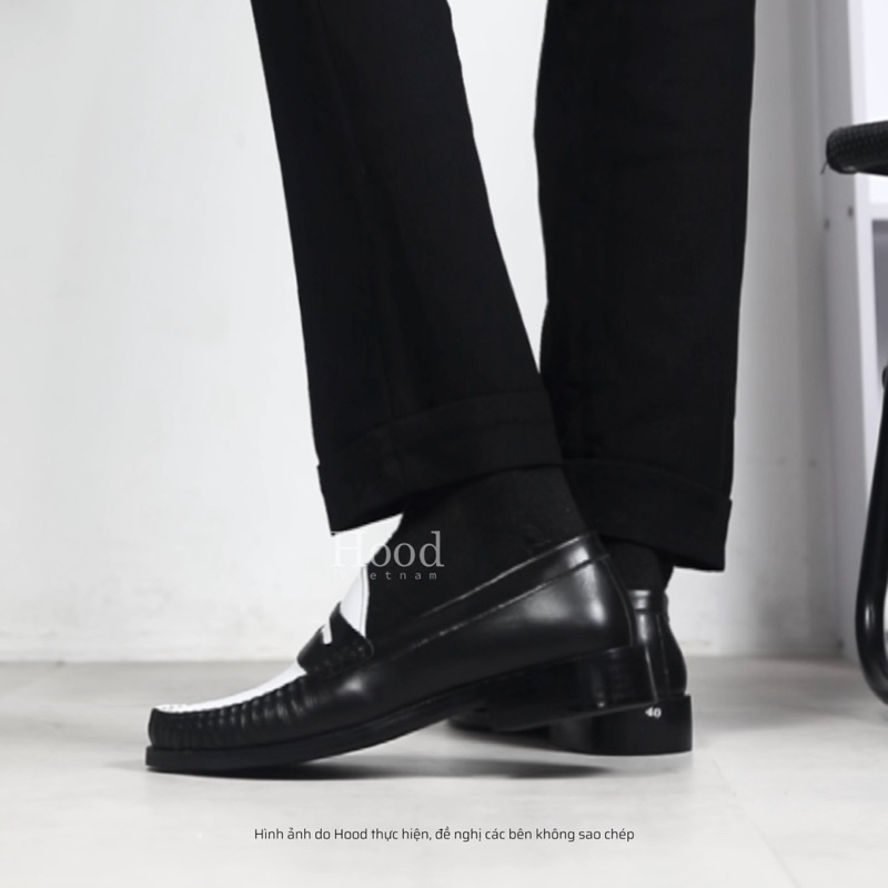 Giày PENNYLOAFER white black - Da bò NAPPA cao cấp - Đế phíp gỗ cao cấp