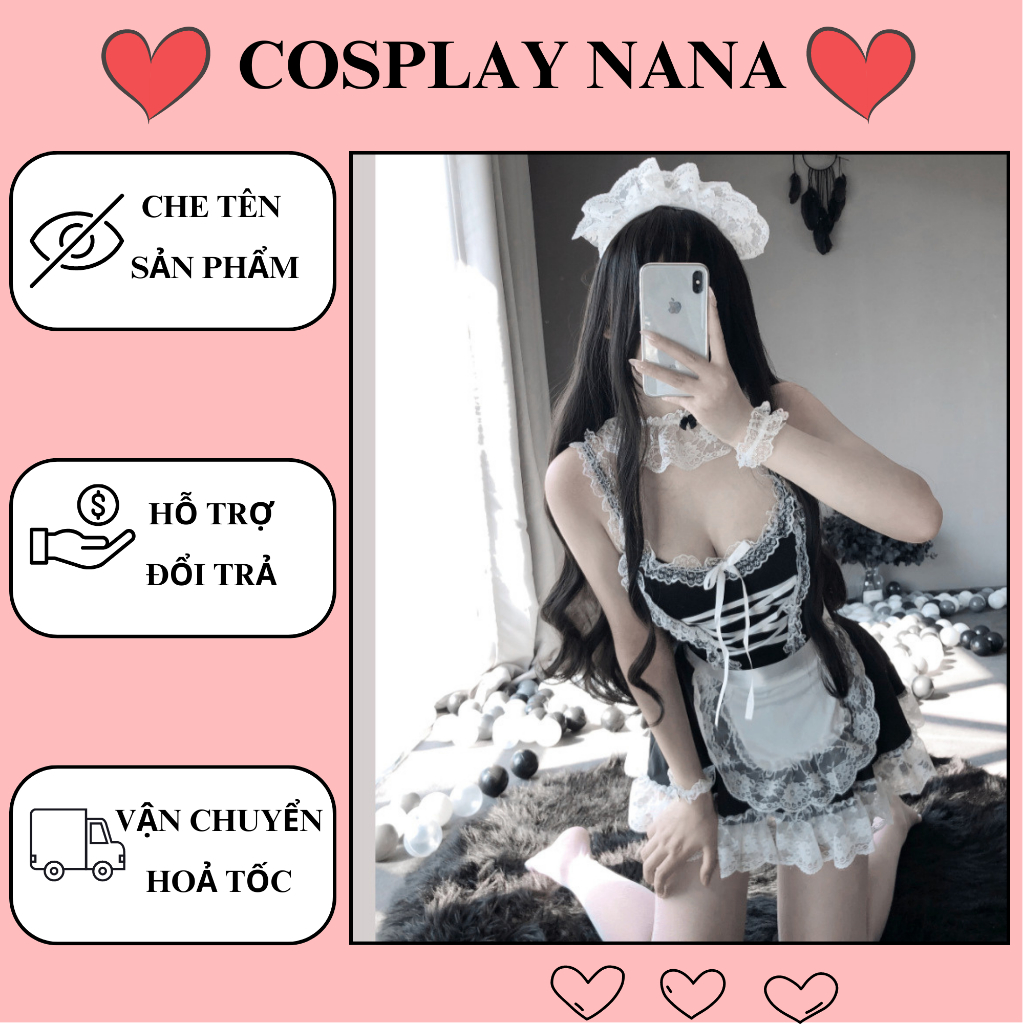 Cosplay Hầu Gái Nhật Bản anime, Đồ Ngủ Hóa Trang Người Hầu Maid Sexy Quyến Rũ Gợi Cảm Khiêu Gợi COSPLAY NANA T9039
