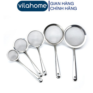 Vợt bọt sâu inox vilahome. vợt mắt lưới 1mm cán dài dùng hớt bọt, váng dầu, lọc cặn thức ăn
