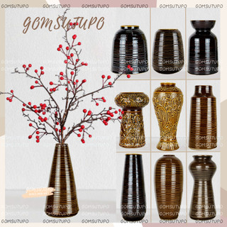 Lọ Hoa Gốm Men Nâu HỔ PHÁCH - Bình Hoa Trang Trí Decor gomsutupo - Gốm Sứ TUPO Bát Tràng